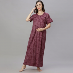 Women Floral Printed Maternity Maxi Nightdress