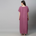 Purple Printed Maxi Maternity Sustainable Nightdress