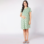 Green Conversational Printed Maternity Nightdress