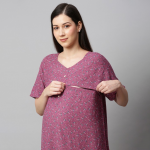 Purple Printed Maxi Maternity Sustainable Nightdress